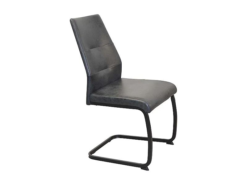 Freischwinger Stuhl Set in Anthrazit Vintage und Schwarz Microfaser Bezug (4er Set)