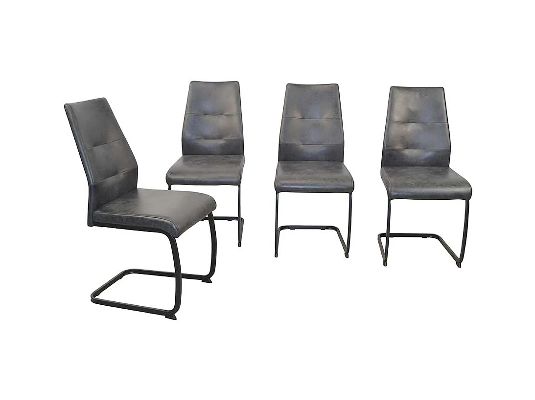 Freischwinger Stuhl Set in Anthrazit Vintage und Schwarz Microfaser Bezug (4er Set)