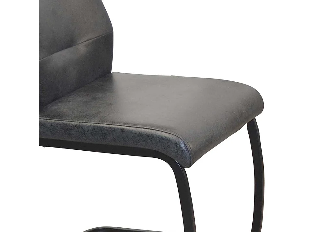 Freischwinger Stuhl Set in Anthrazit Vintage und Schwarz Microfaser Bezug (4er Set)