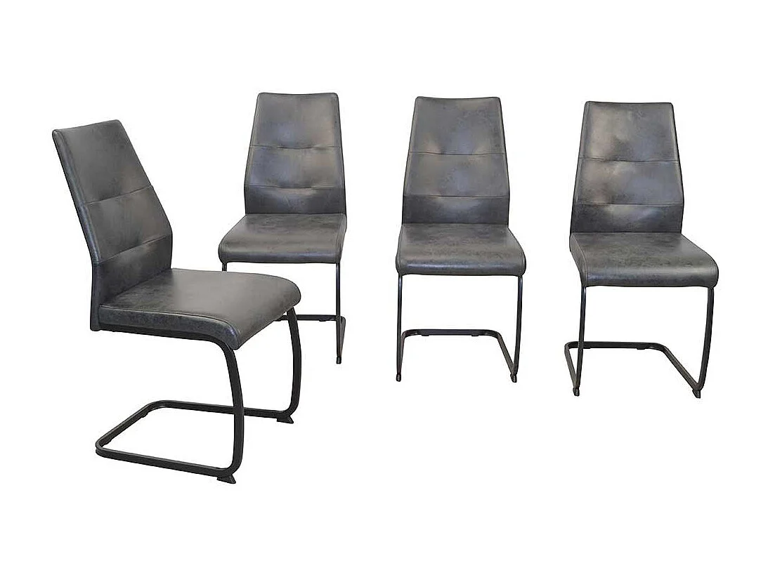 Freischwinger Stuhl Set in Anthrazit Vintage und Schwarz Microfaser Bezug (4er Set)