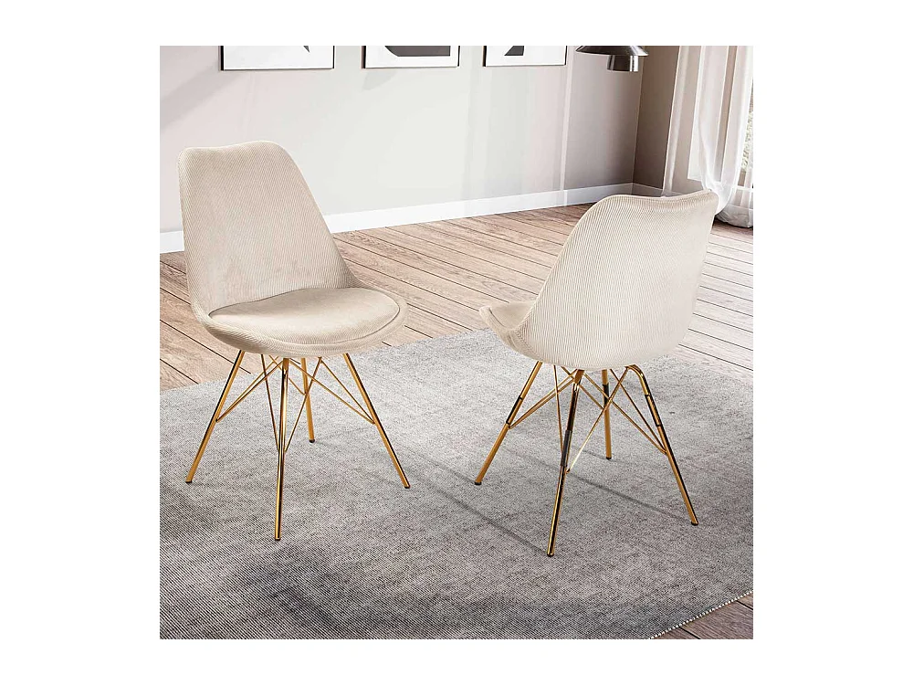Esstisch Stühle Schalenstühle aus Cord mit Gestell aus Metall (2er Set)