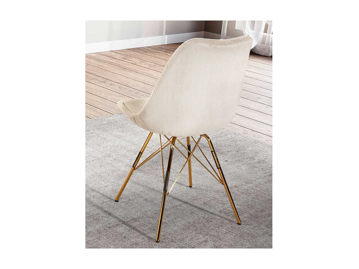 Esstisch Stühle Schalenstühle aus Cord mit Gestell aus Metall (2er Set)