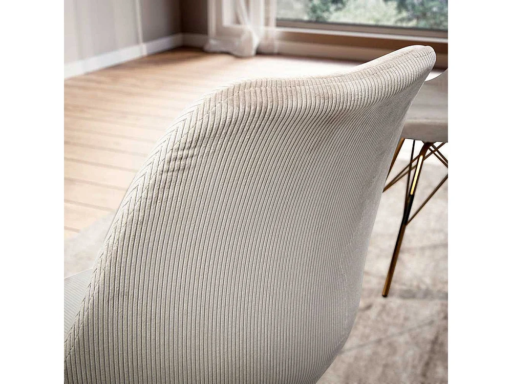 Esstisch Stühle Schalenstühle aus Cord mit Gestell aus Metall (2er Set)