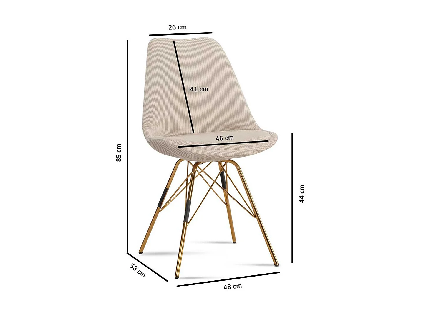 Esstisch Stühle Schalenstühle aus Cord mit Gestell aus Metall (2er Set)