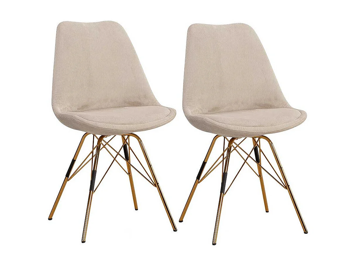 Esstisch Stühle Schalenstühle aus Cord mit Gestell aus Metall (2er Set)