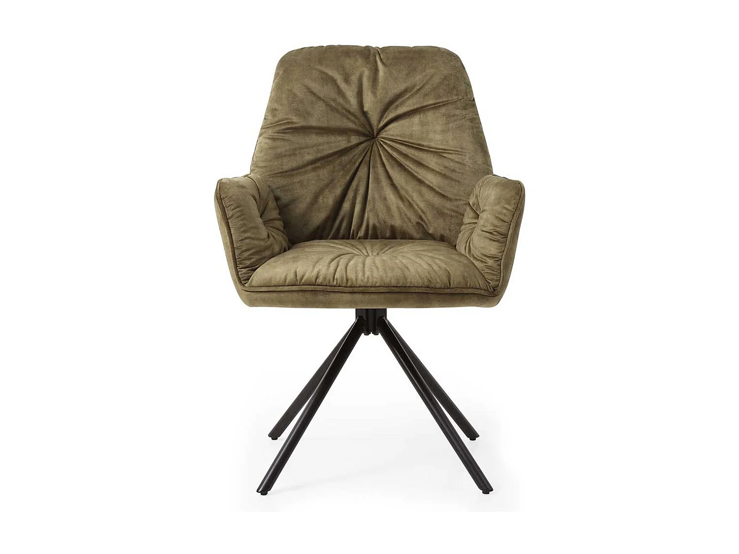 Polster Esszimmerstuhl in Oliv Grün und Schwarz drehbar