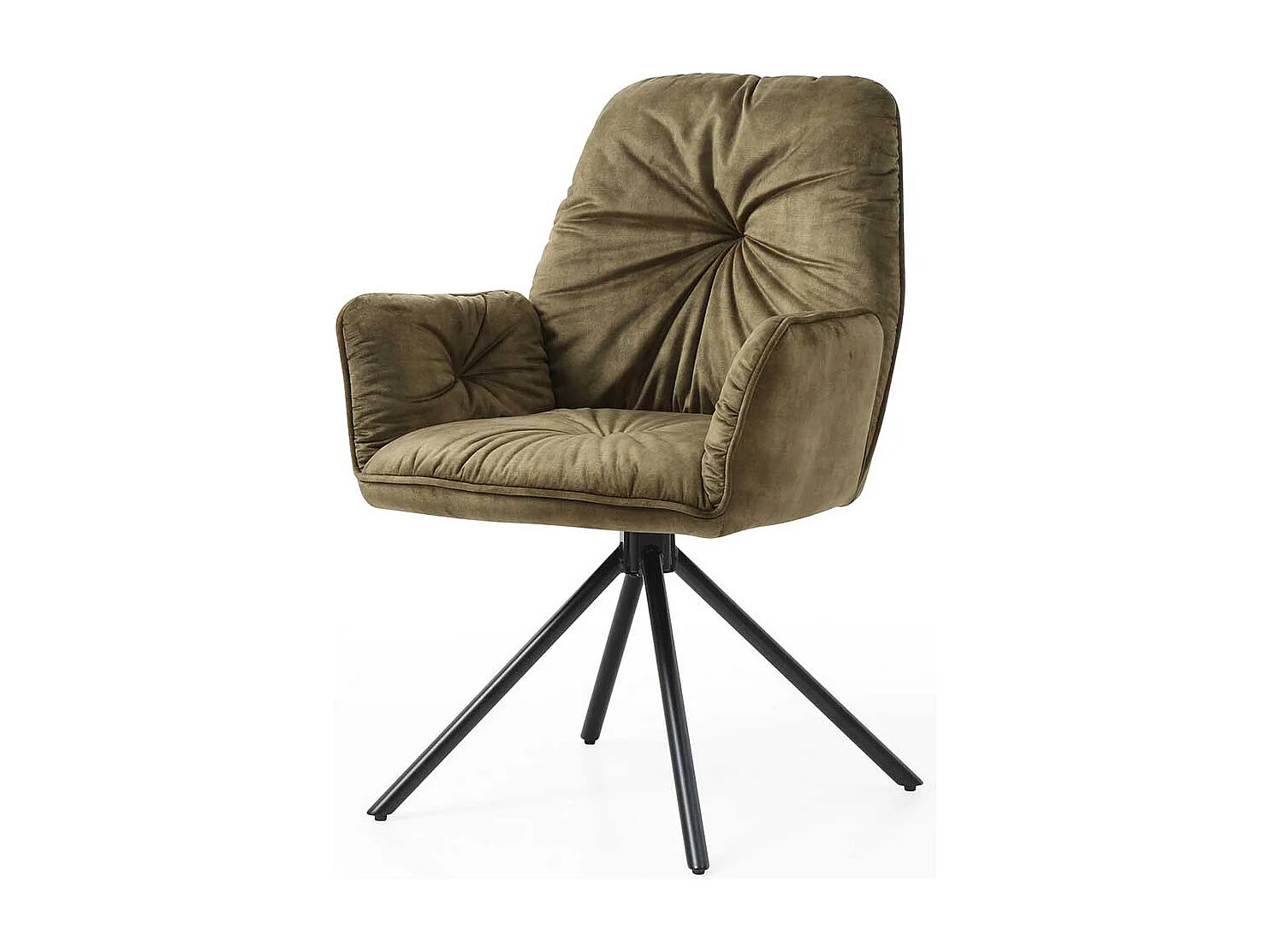 Polster Esszimmerstuhl in Oliv Grün und Schwarz drehbar