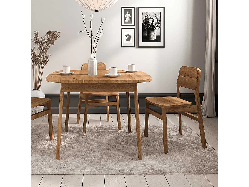 Esszimmerstuhl Stuhl Esszimmer aus Wildeiche Massivholz mit vier Füßen (2er Set)