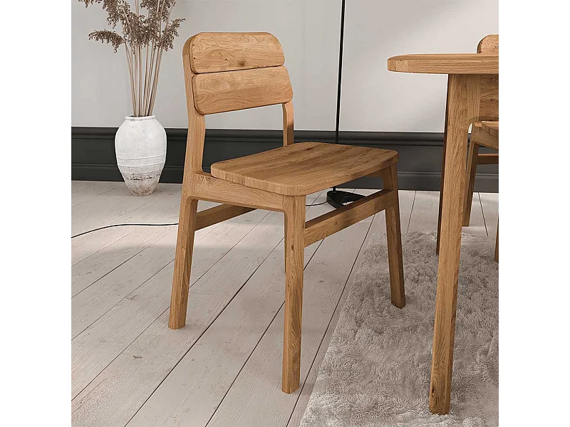 Esszimmerstuhl Stuhl Esszimmer aus Wildeiche Massivholz mit vier Füßen (2er Set)