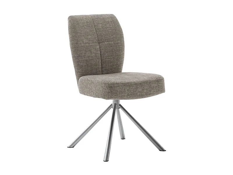 Polsterstühle in Hellbraun Webstoff Edelstahlgestell (2er Set)