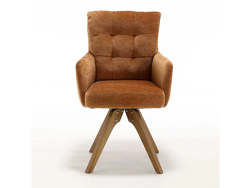 Esstischstuhl Stuhl Set in Ocker aus Chenillegewebe (2er Set)