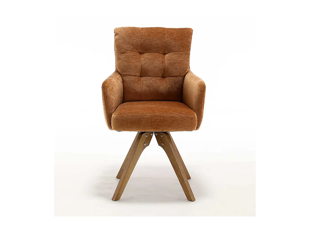 Esstischstuhl Stuhl Set in Ocker aus Chenillegewebe (2er Set)