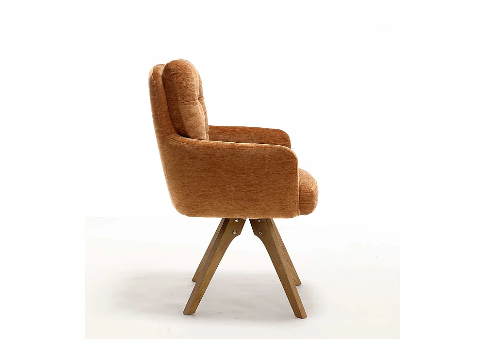 Esstischstuhl Stuhl Set in Ocker aus Chenillegewebe (2er Set)