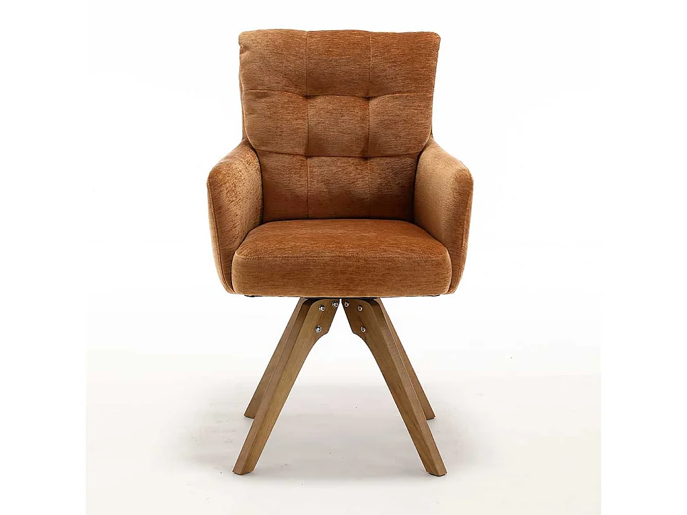 Esstischstuhl Stuhl Set in Ocker aus Chenillegewebe (2er Set)