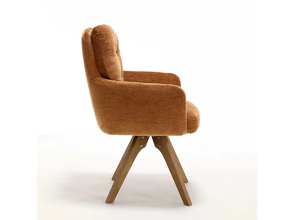 Esstischstuhl Stuhl Set in Ocker aus Chenillegewebe (2er Set)