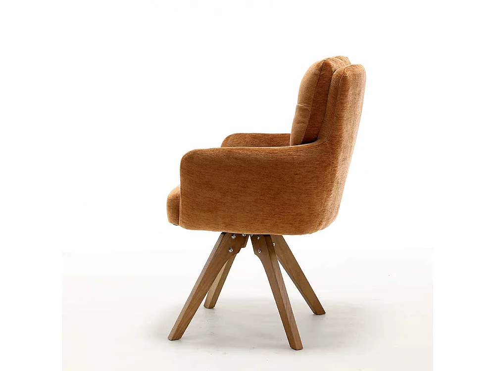 Esstischstuhl Stuhl Set in Ocker aus Chenillegewebe (2er Set)