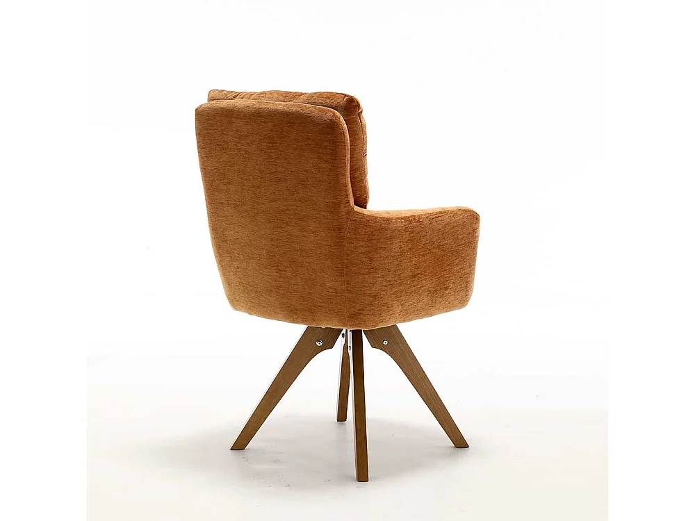 Esstischstuhl Stuhl Set in Ocker aus Chenillegewebe (2er Set)