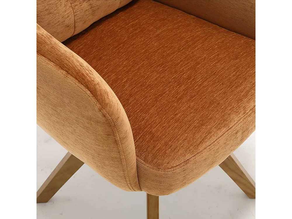 Esstischstuhl Stuhl Set in Ocker aus Chenillegewebe (2er Set)