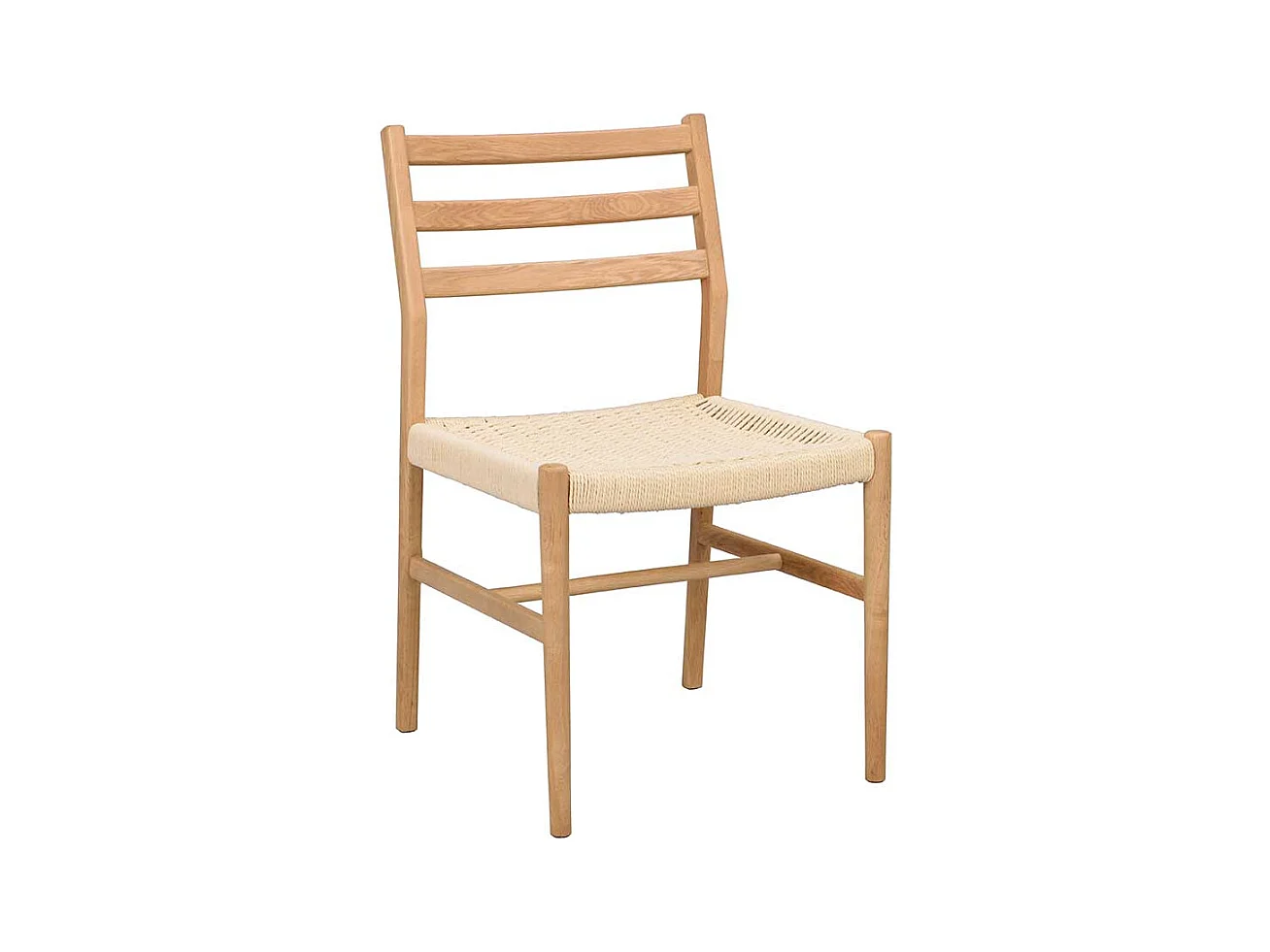 Stuhl Massivholz Essstuhl aus Eiche Massivholz mit Bezug aus Geflecht (2er Set)