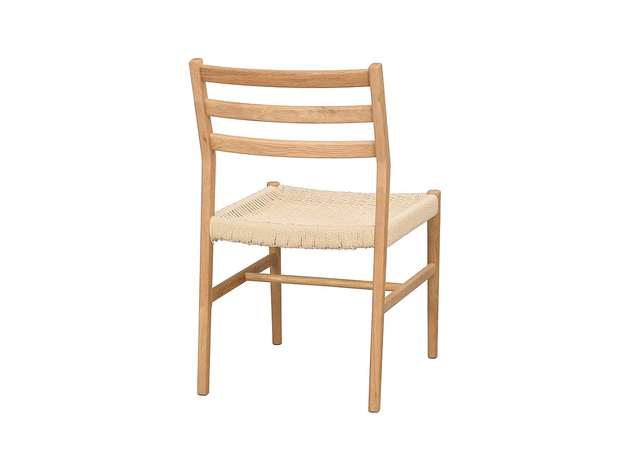 Stuhl Massivholz Essstuhl aus Eiche Massivholz mit Bezug aus Geflecht (2er Set)