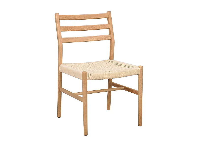 Stuhl Massivholz Essstuhl aus Eiche Massivholz mit Bezug aus Geflecht (2er Set)