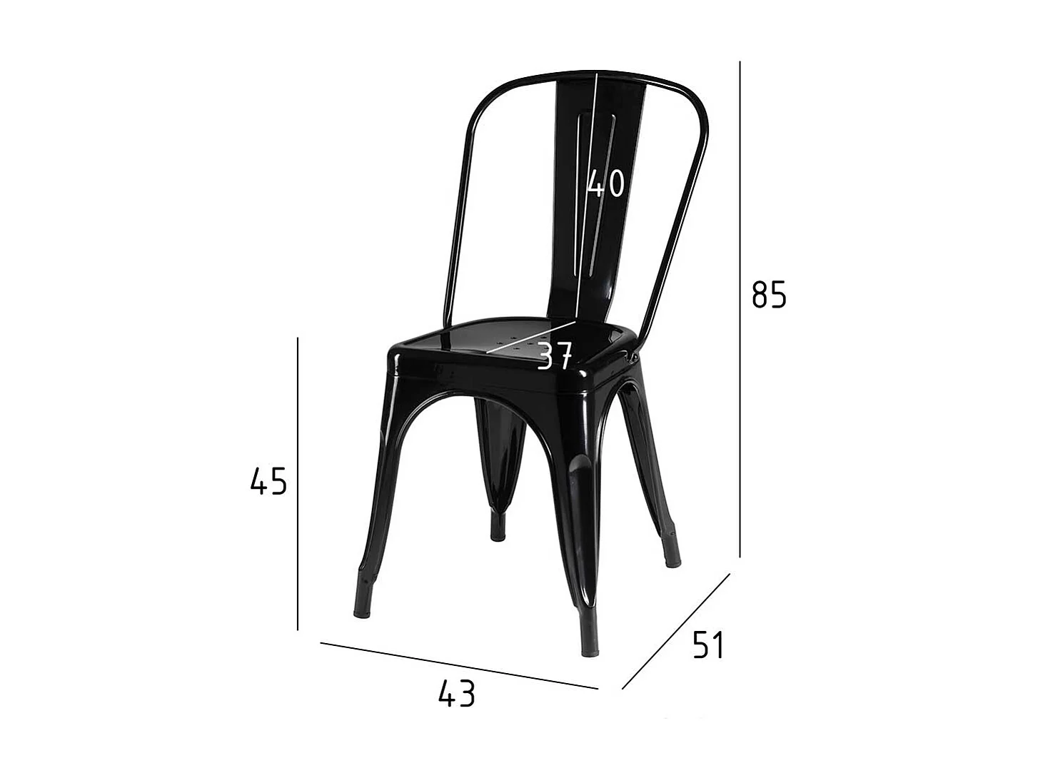 Industriedesign St�hle aus Stahl Schwarz (4er Set)