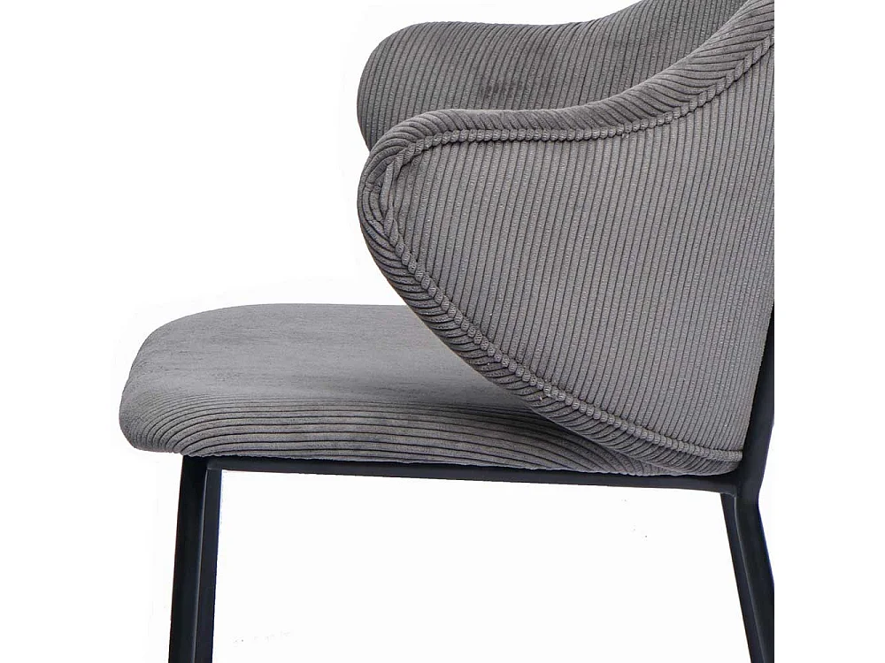 Retro Stühle in Grau und Schwarz Cord Bezug (2er Set)