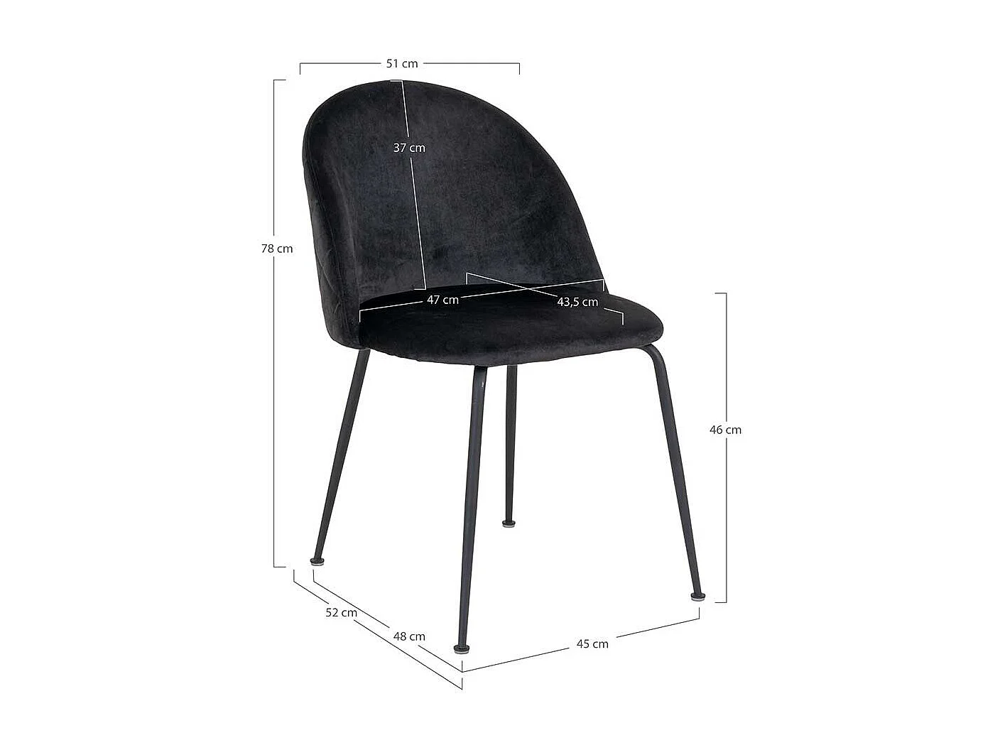 Polsterstuehle Esszimmer in Schwarz Samt Retrostil (2er Set)