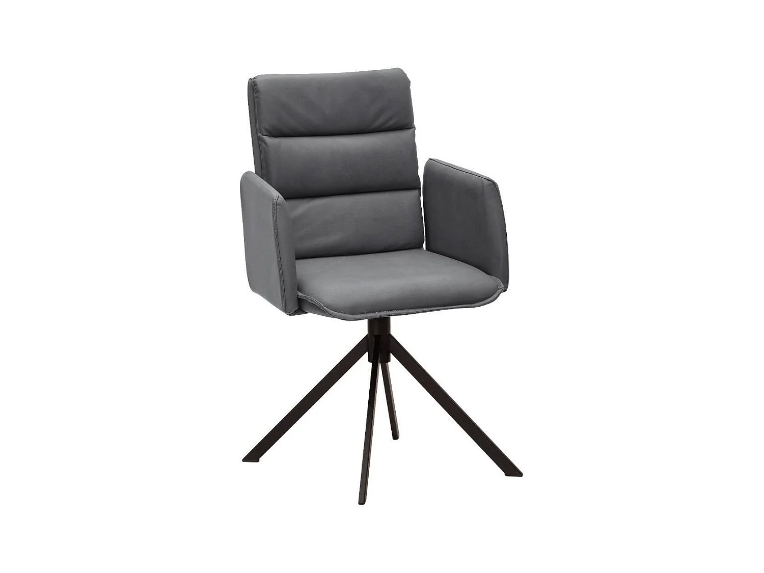 Armlehnstuhl Polsterstuhl Esszimmer in Dunkelgrau mit Gestell aus Metall