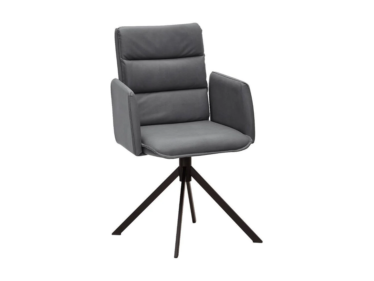 Armlehnstuhl Polsterstuhl Esszimmer in Dunkelgrau mit Gestell aus Metall