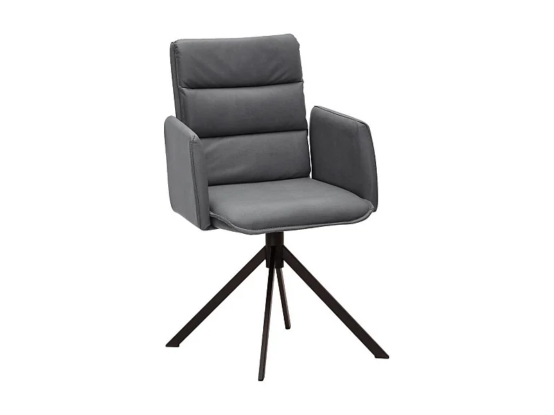 Armlehnstuhl Polsterstuhl Esszimmer in Dunkelgrau mit Gestell aus Metall