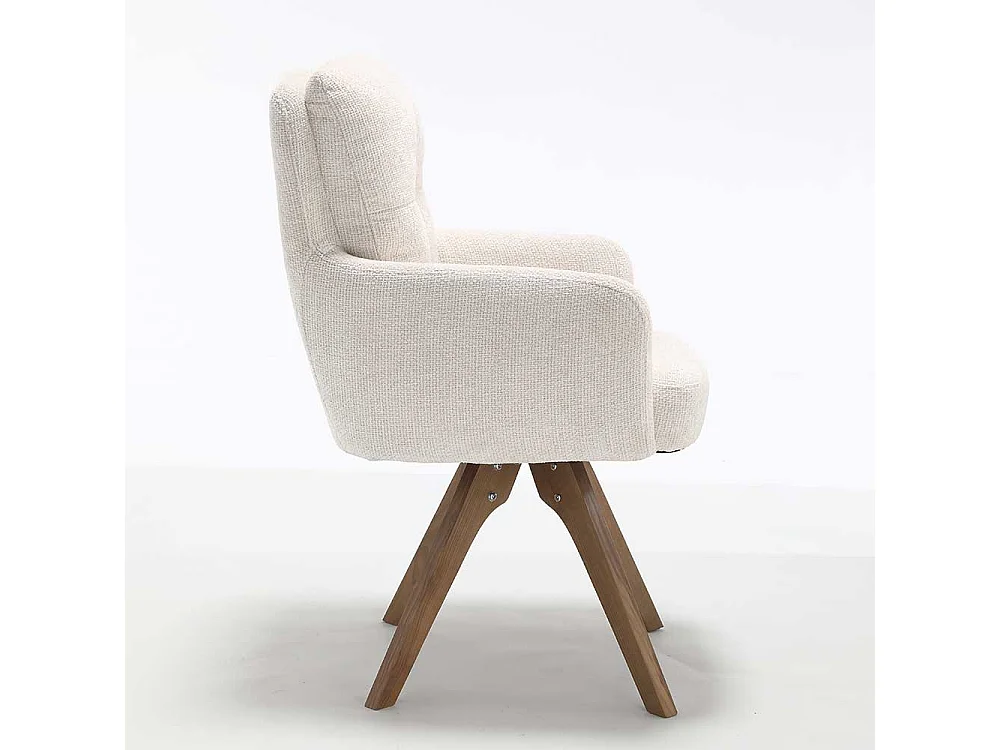 Polsterstuhl Esstischstühle in Cremeweiß und Eichefarben (2er Set)