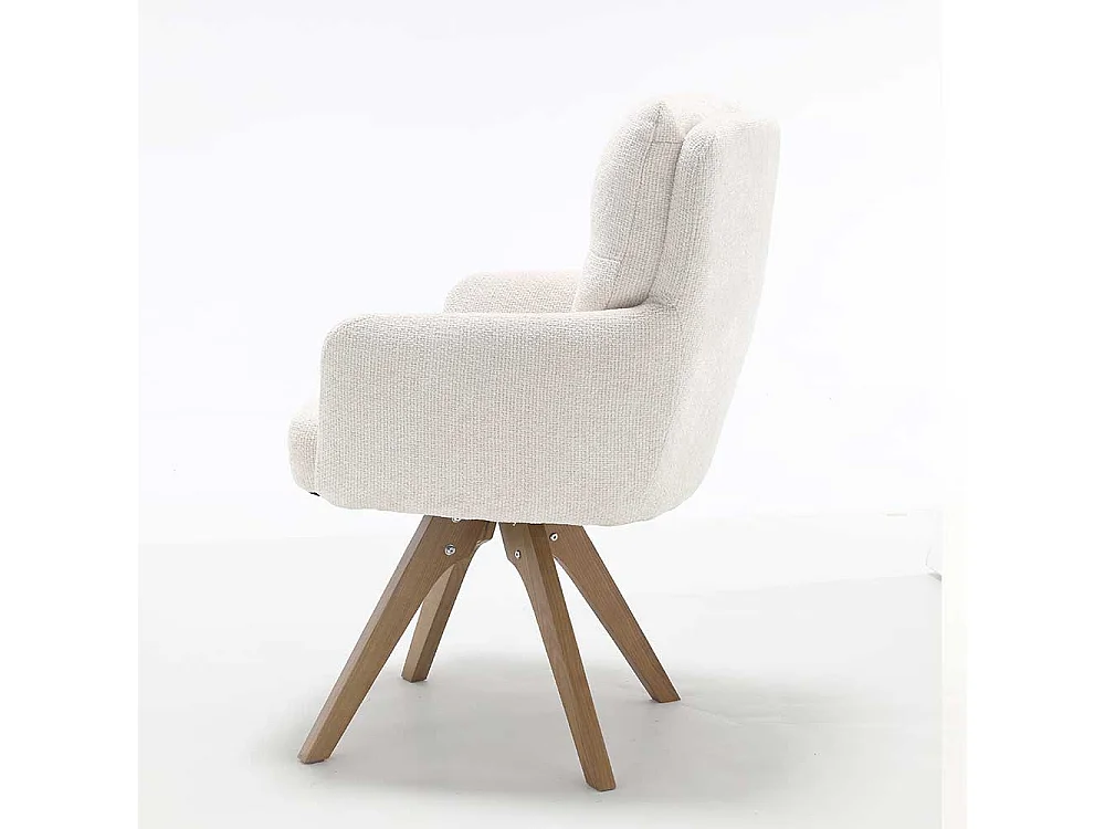 Polsterstuhl Esstischstühle in Cremeweiß und Eichefarben (2er Set)