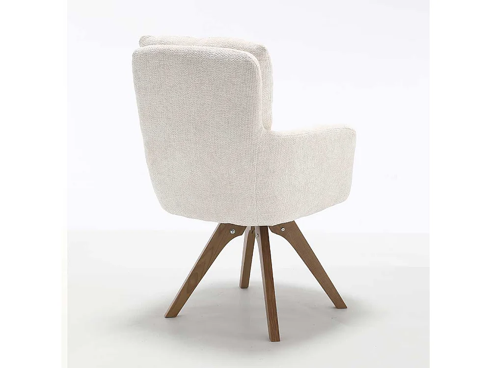 Polsterstuhl Esstischstühle in Cremeweiß und Eichefarben (2er Set)