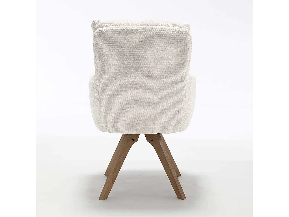 Polsterstuhl Esstischstühle in Cremeweiß und Eichefarben (2er Set)