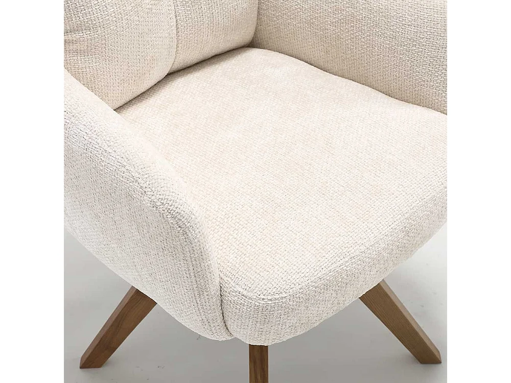 Polsterstuhl Esstischstühle in Cremeweiß und Eichefarben (2er Set)