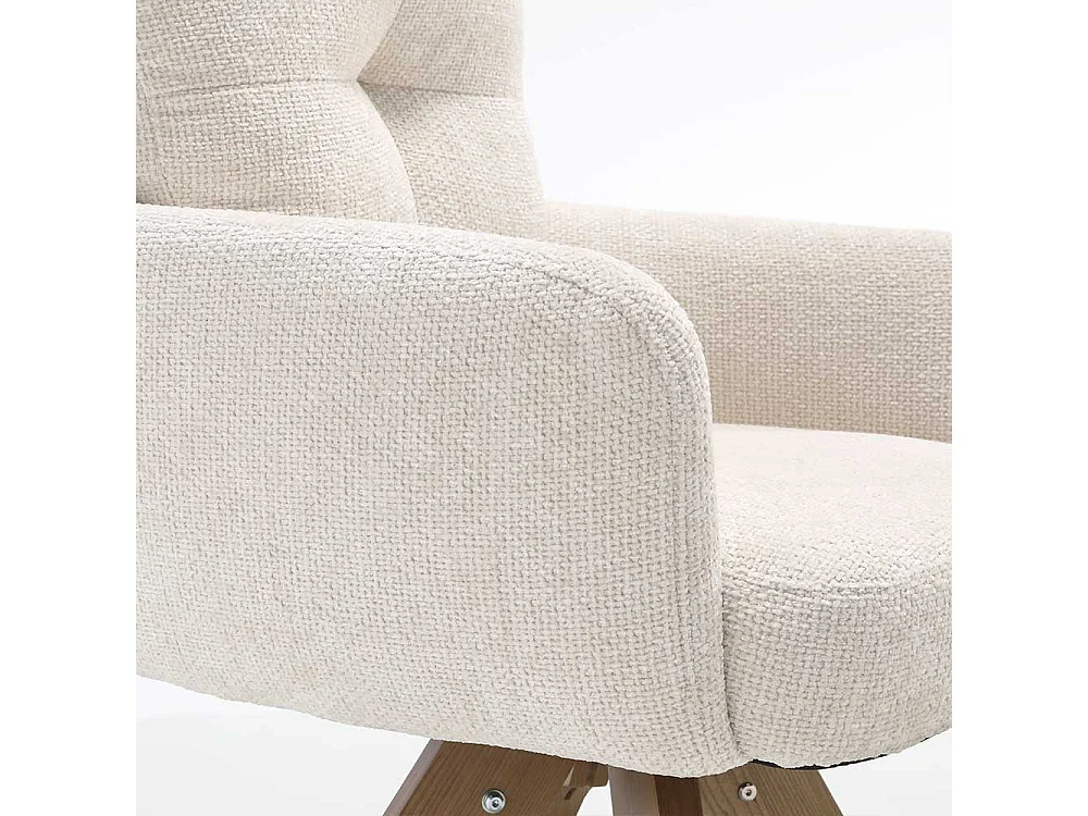 Polsterstuhl Esstischstühle in Cremeweiß und Eichefarben (2er Set)