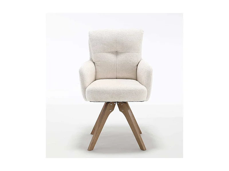 Polsterstuhl Esstischstühle in Cremeweiß und Eichefarben (2er Set)