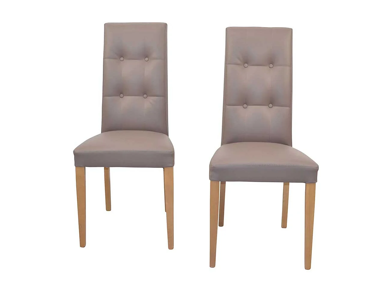 Polsterstühle Hochlehner in Hellbraun und Eichefarben Kunstleder Bezug (2er Set)