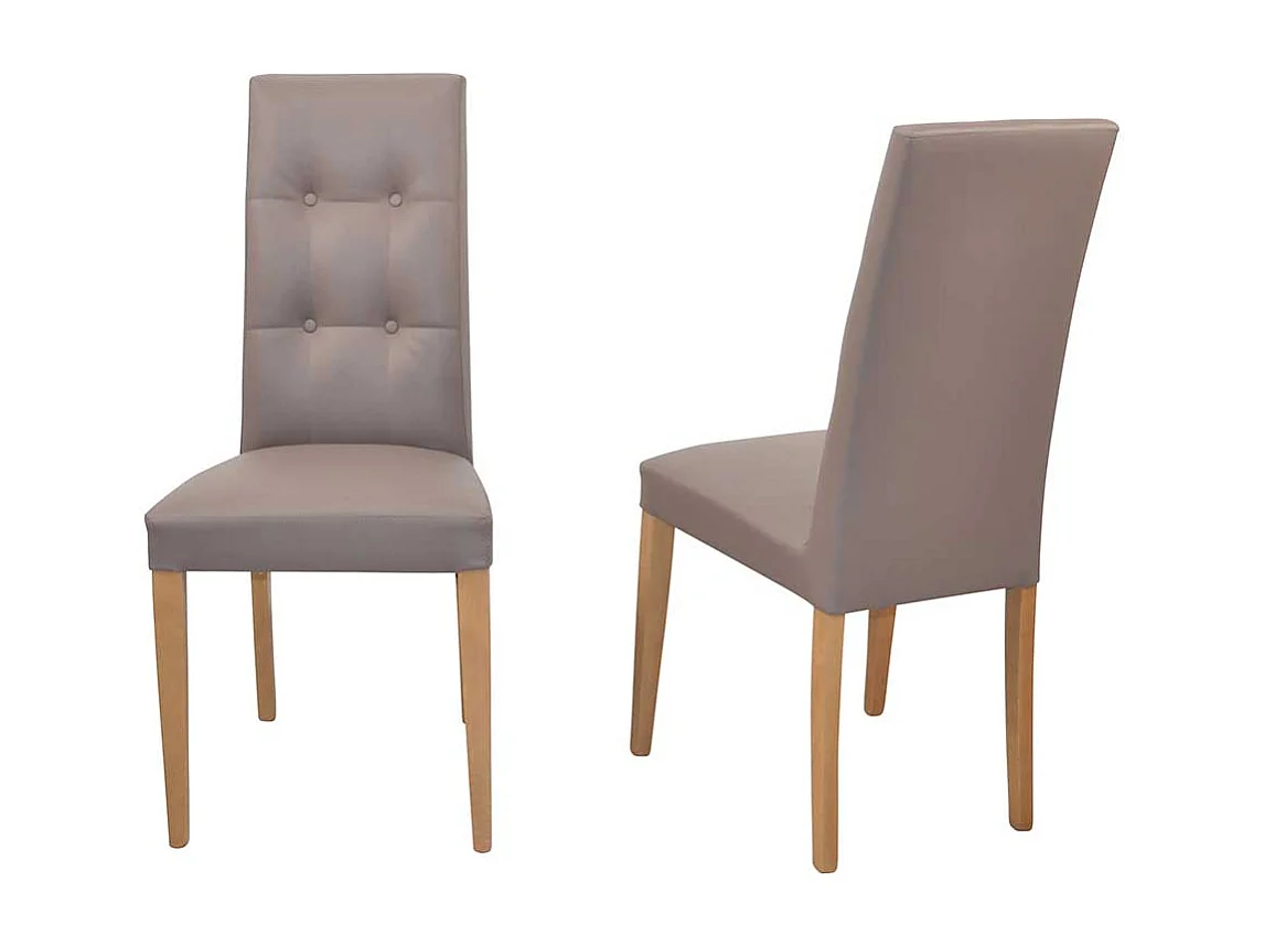 Polsterstühle Hochlehner in Hellbraun und Eichefarben Kunstleder Bezug (2er Set)