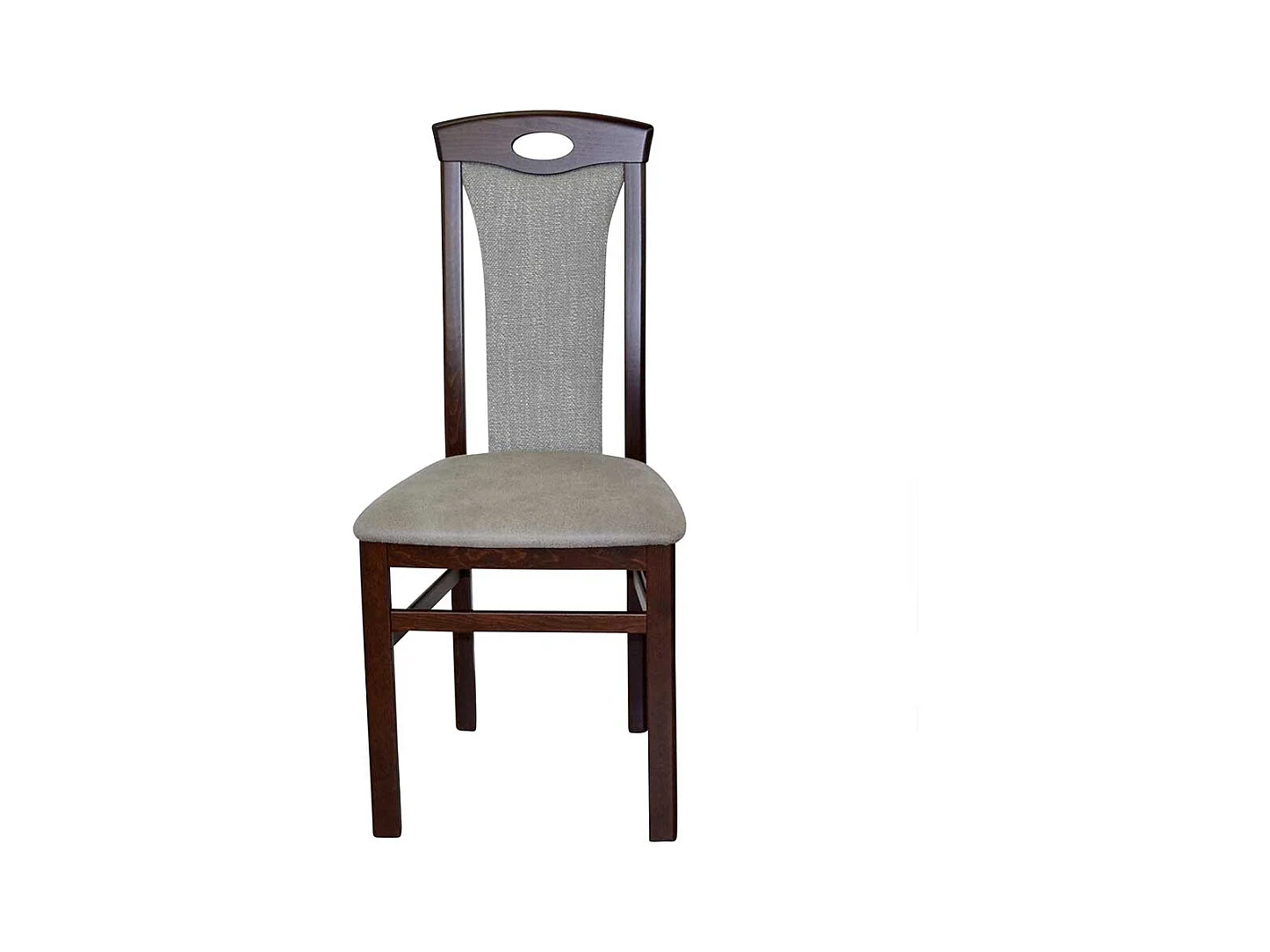 Stühle Nussbaumfarben Bezug Hellgrau hoher Lehne (2er Set)