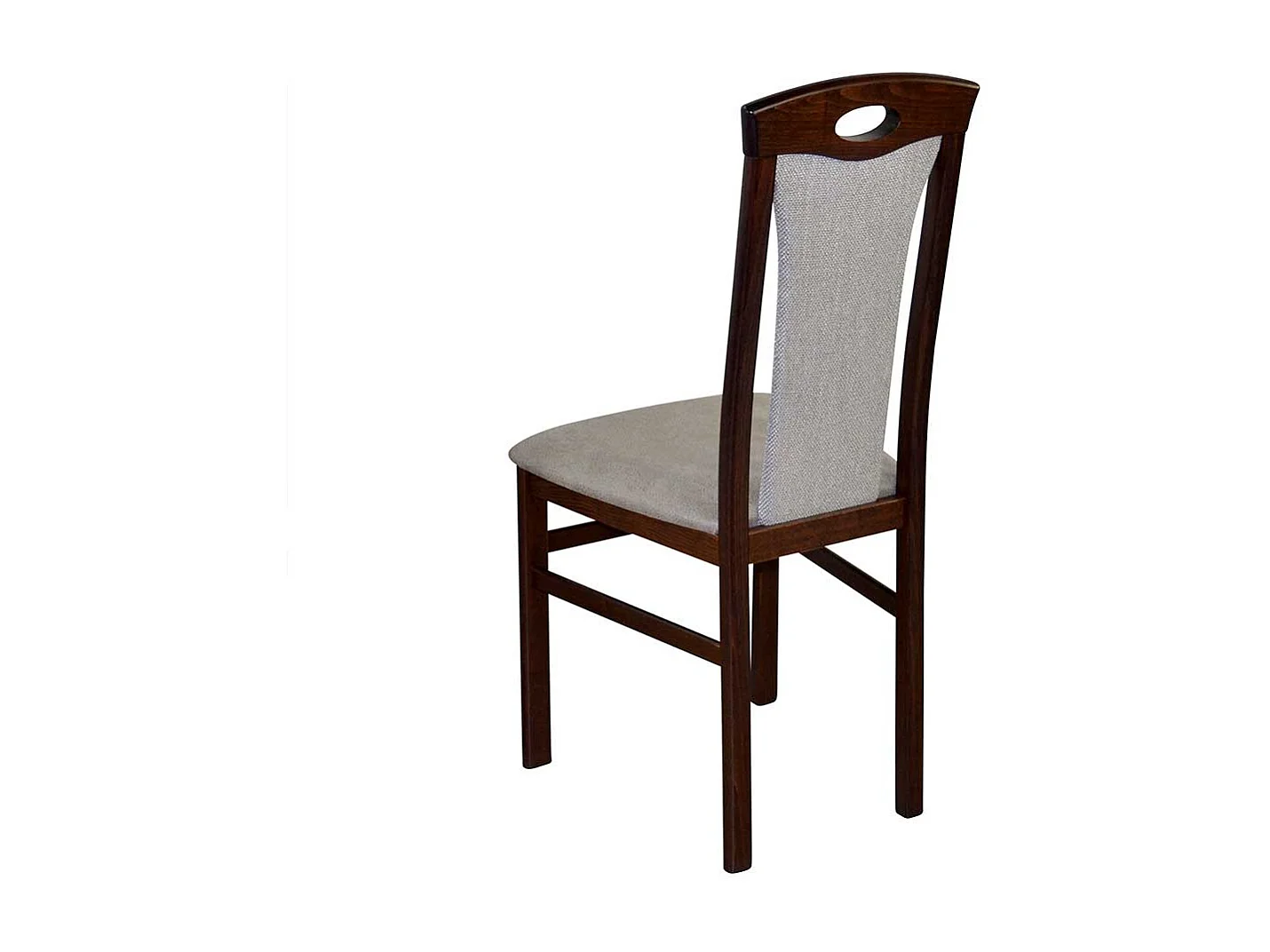 Stühle Nussbaumfarben Bezug Hellgrau hoher Lehne (2er Set)
