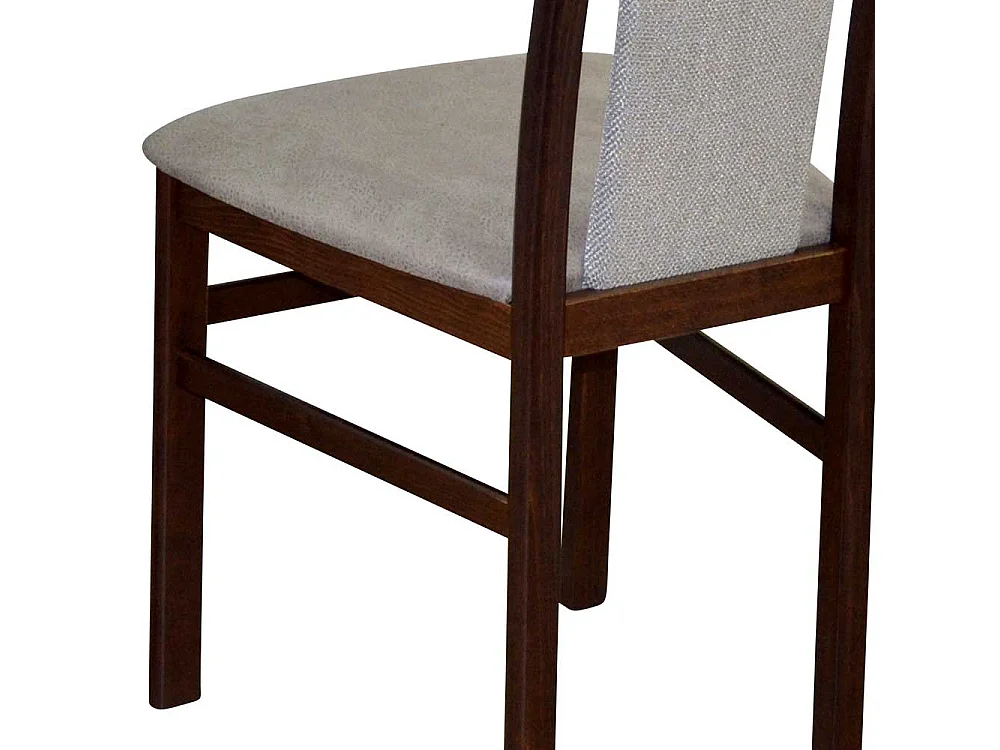 Stühle Nussbaumfarben Bezug Hellgrau hoher Lehne (2er Set)