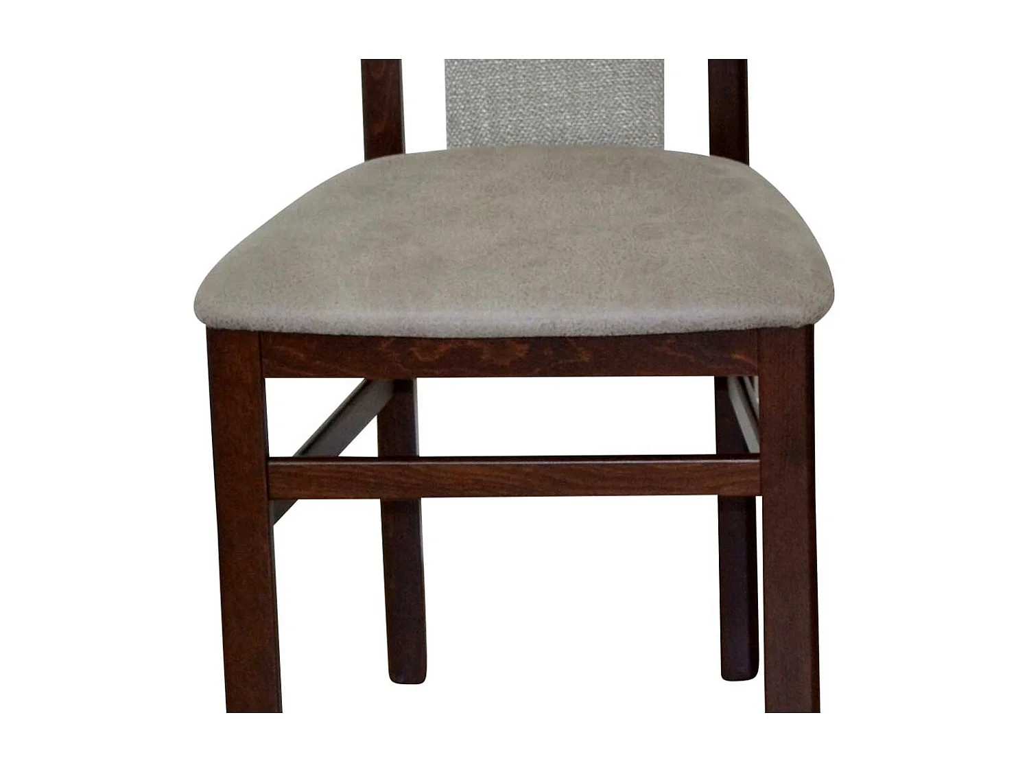 Stühle Nussbaumfarben Bezug Hellgrau hoher Lehne (2er Set)