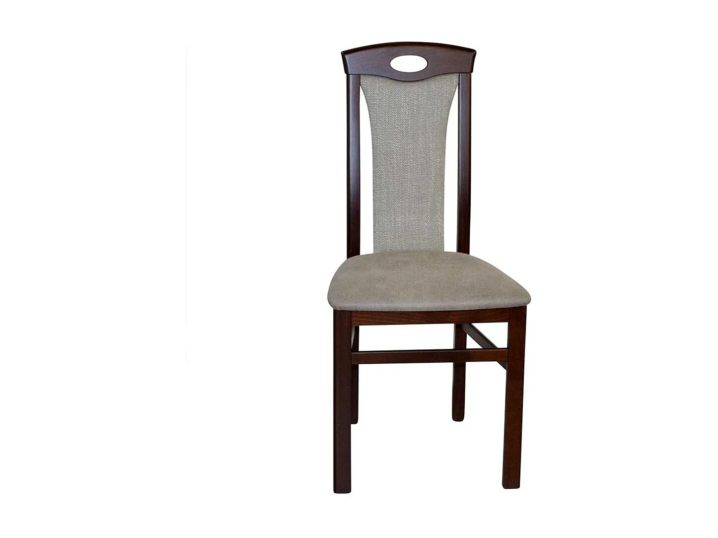 Stühle Nussbaumfarben Bezug Hellgrau hoher Lehne (2er Set)