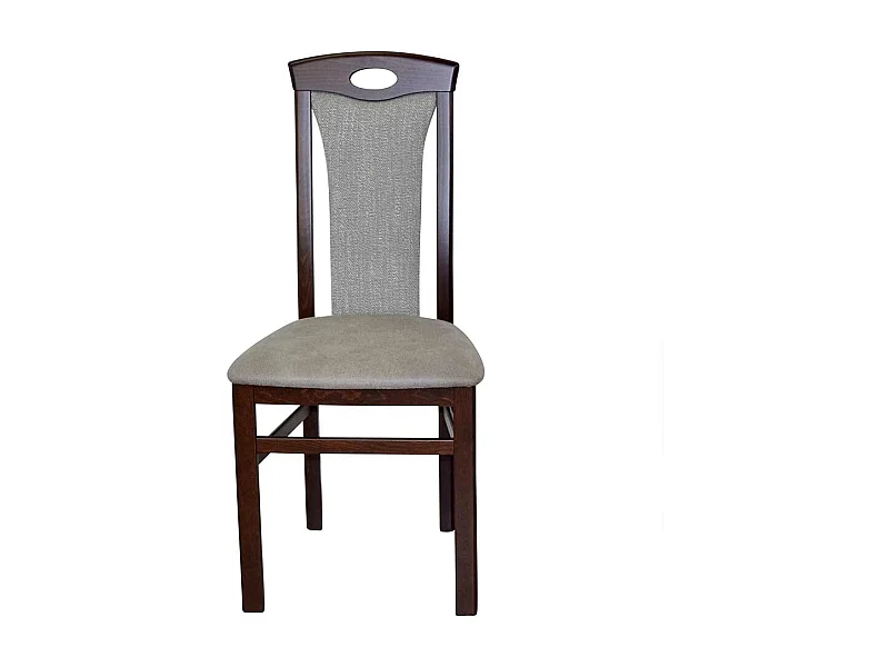 Stühle Nussbaumfarben Bezug Hellgrau hoher Lehne (2er Set)