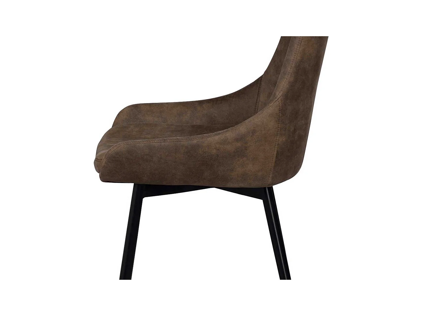 Esstischstuhl Set in Braun Microfaser Metall (2er Set)