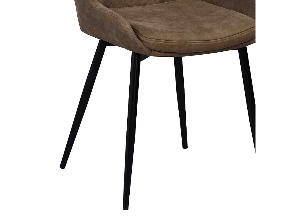 Esstischstuhl Set in Braun Microfaser Metall (2er Set)