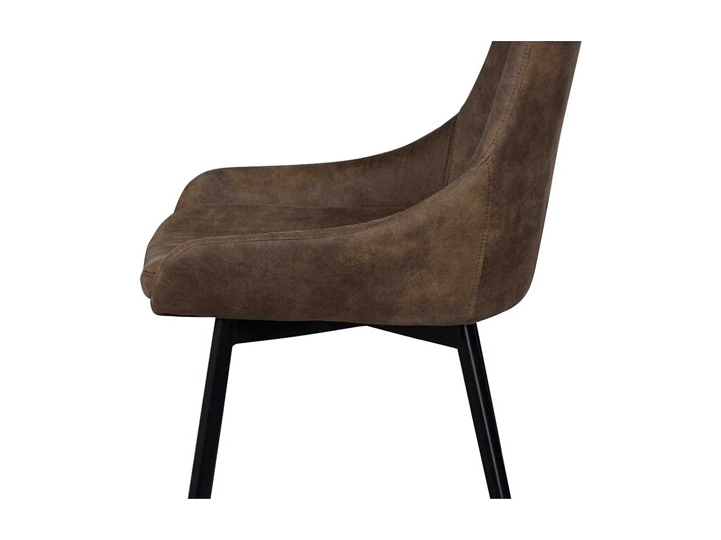 Esstischstuhl Set in Braun Microfaser Metall (2er Set)