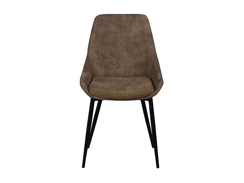 Esstischstuhl Set in Braun Microfaser Metall (2er Set)